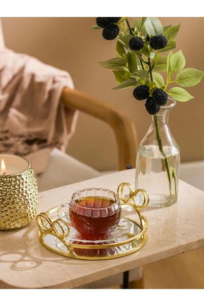 LC Waikiki Yellow Mirrored Metal Tray 16 cm (S6)