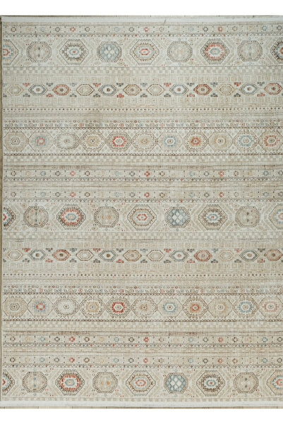 Bohemian Cream Colored Bamboo 100% Polyester Modern Woven Living Room Living Room Rug