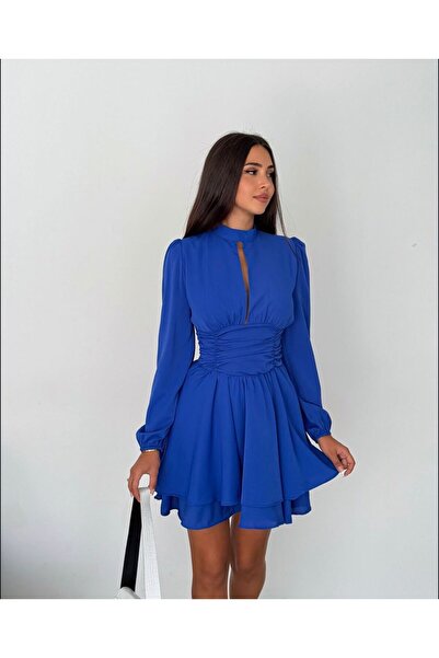 Femaura Elbise - FM304 Model Pencere Detaylı Mini Elbise