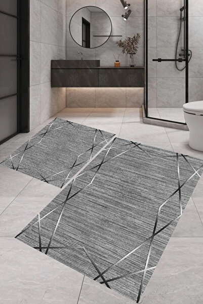ROVİGO HOME Digital Printing Modern Bathroom Rug Double Bath Mat Rvg5-0682 10...