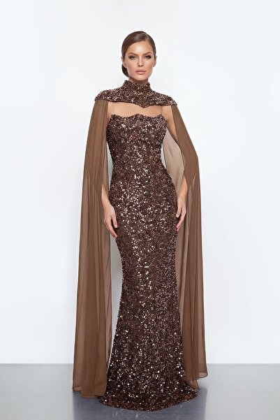 zoezoe Avera 2 Parça Tasarımlı Pul Payet Straplez Balık Kesim Abiye ve Kollar...