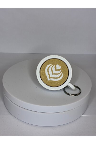 MARVİN CAT TETRA’S Kahve Fincanı Anahtarlık – Latte Art Kalp Desenli Mini Kup...