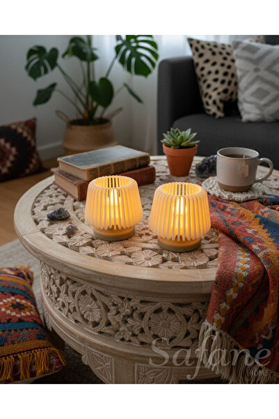 SAFANE HOME Dekoratif Modern Led Mumluk Tealight İkili Set