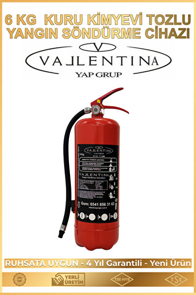 VALLENTİNA 6 Kg Kuru Kimyevi Tozlu Yangın Söndürme Tüpü TSE-HYB/CE BELGELİ 4 ...