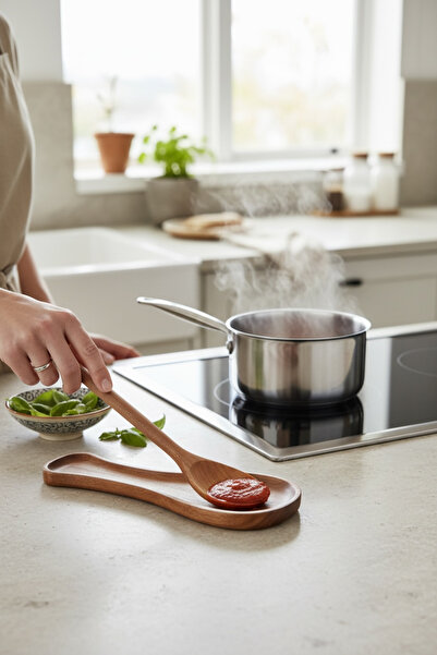 zezedesing Acacia Wood Spoon Rest - Luxury Kitchen Countertop Spoon Holder & ...