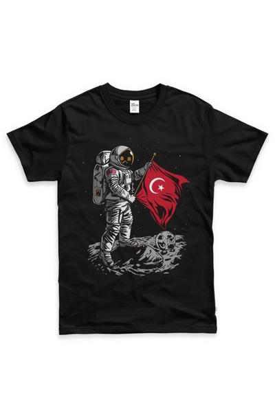 TİMİSİVA Unisex Oversize Printed Cotton Crew Neck Short Sleeve Black T-Shirt