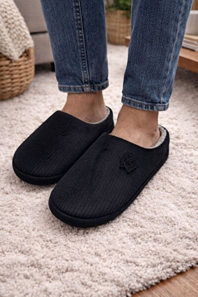 ARONA Passione Baba Ev Terliği, Yumuşak Taban Büyük Numara Siyah