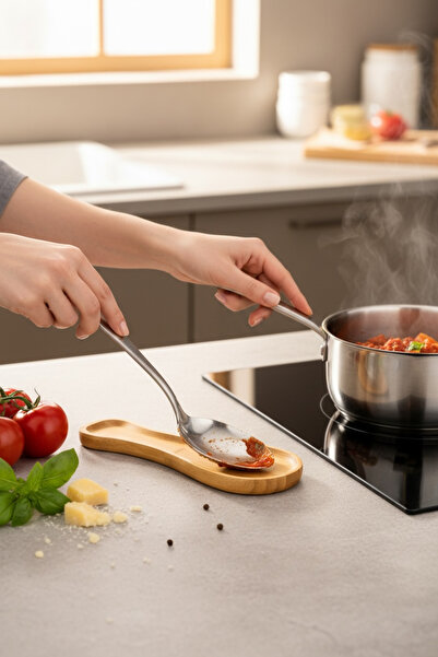 zezedesing Natural Bamboo Spoon Rest - Countertop Spoon Holder & Spatula Holder