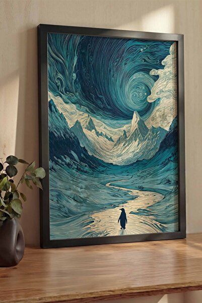 Postifull Nihilistic Penguin Framed Poster, Thick Black Framed Art Print, Wal...