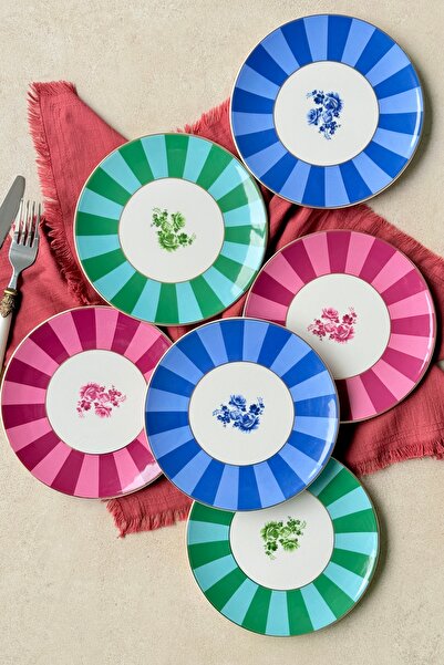 porselenden Candy Mix 6-Person 19 cm Premium Porcelain Cake Plate Set Green-B...