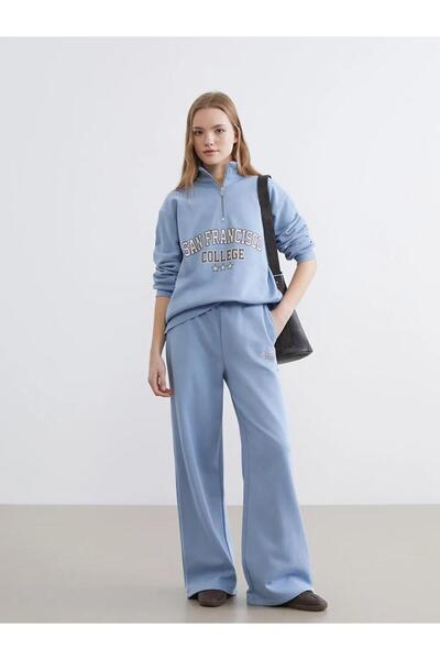 LC Waikiki Blue San Francisco Printed Women's Sweatpants (S6)