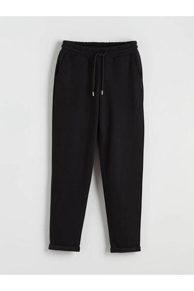 LC Waikiki Pantaloni de trening groși pentru femei, negri, cu talie elastică ...