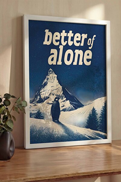 Postifull Постер с рамка „Нихилистичен пингвин“, картина с дебела бяла рамка,...