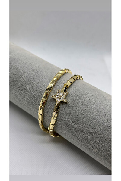 Bade Jewelry Vip Gold 2’li Kombin Yıldız Detaylı Çelik Bileklik