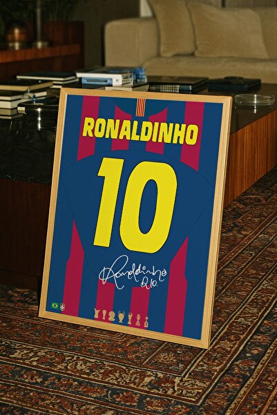 Base Concept Αυτόγραφη αφίσα ζωγραφικής Ronaldinho Barca 10 (με κορνίζα)