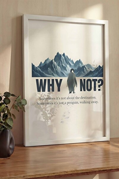 Postifull Nihilistic Penguin Framed Poster, Thick White Framed Painting, Walk...