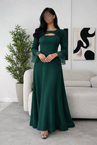 MILANORA Soft emerald dress with an Eid cut