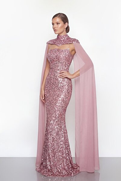 zoezoe Avera 2 Parça Tasarımlı Pul Payet Straplez Balık Kesim Abiye ve Kollar...