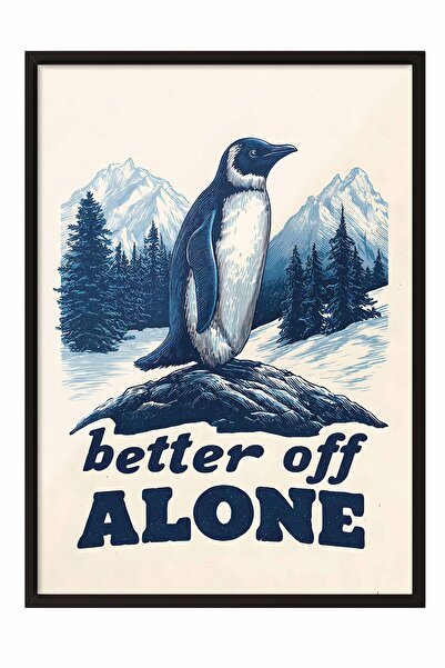 Postifull Poster înrămat cu pinguin nihilist, tablou înrămat negru, tablou cu...