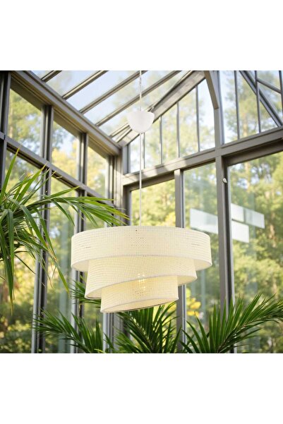 Elizim Home Lighting Hasır görünümlü abajur sarkıt avize