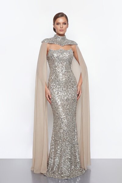 zoezoe Avera 2 Parça Tasarımlı Pul Payet Straplez Balık Kesim Abiye ve Kollar...