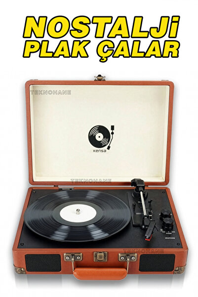 Allians Şarjlı Metal Plak Çalar, Bluetooth, Aux, 33-45-78’lik Uyumlu