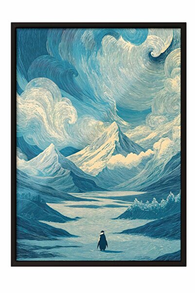 Postifull Poster înrămat cu pinguin nihilist, tablou înrămat negru, tablou cu...