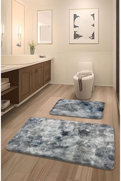 ROVİGO HOME Premium Leather Base, High-Pile Soft, Bubble Post Bath Mat Set of...