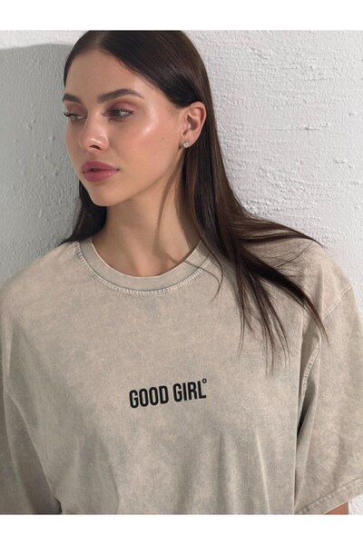 Homay تي شيرت نسائي مطبوع عليه Good Girl من القطن القابل للغسل قصة فضفاضة