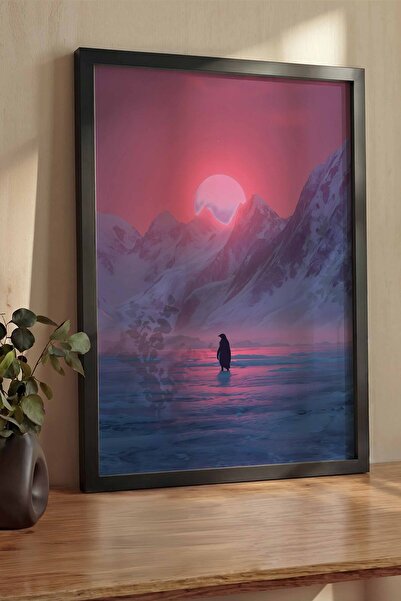 Postifull Nihilistic Penguin Framed Poster, Thick Black Framed Art Print, Wal...