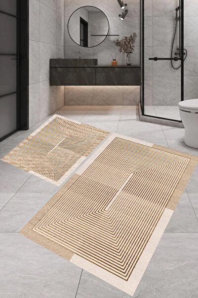 ROVİGO HOME Digital Printing Modern Bathroom Rug Double Bath Mat Rvg5-Fnl347 ...