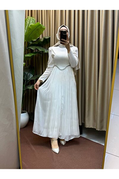 asyadabutik Women's Satin Fabric Stone Detailed Glittering Yoryo Wonderful Ev...