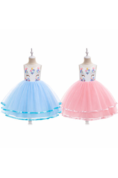 kizu Pink Tulle Little Girl Dress with Floral Bust – Elegant Dress 5 years-8 ...