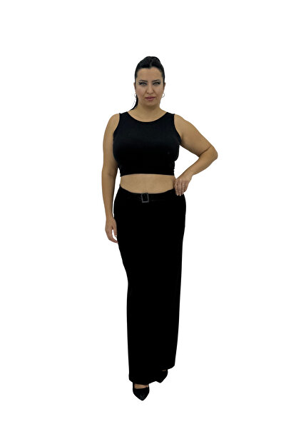 carmito Plus Size Shaping / Sculpting Belted High Waist Wide Leg Knitted Wome...