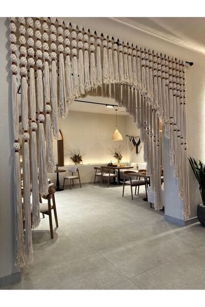 EdaTasarım Makrome Toplu Oval Perde/Oval kesim Giriş Dekor/Makrome Tağ/ Makro...