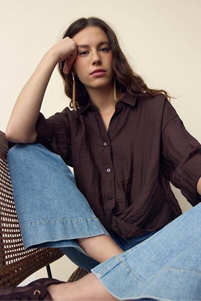 Stradivarius Flowing blouse with knot detail