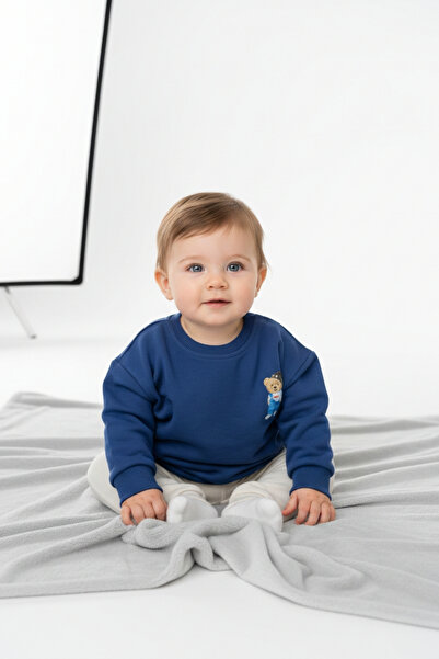 LOGO AKSESUAR Boy's Cotton Colorful Printed Oversize 3-Strand Sweatshirt