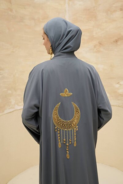 LEYLA STORE Ayla's Light |   Gold Crescent Embroidered Abaya
