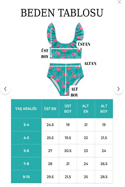 DeKuBaby Ruffled Printed High-Waisted Girls' Bikini Set (Ages 3-10)