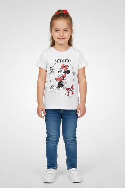 Disney Toddlers Girl Graphic Mickey And Friends Short Sleeve Top, White