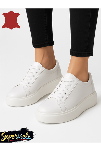 ANGEL BLUE Casual women's sneakers made of genuine leather with lace closure,...