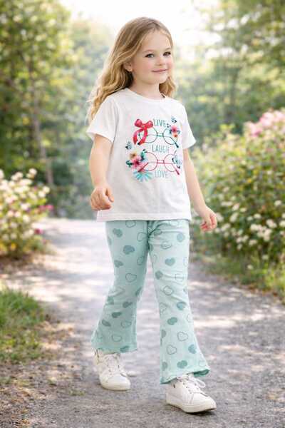 krm kerem bebe Set de vară pentru fete, 100% bumbac, cu model, tricou și pant...