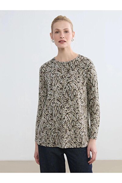 LC Waikiki Beige Crew Neck Patterned Blouse (S6)