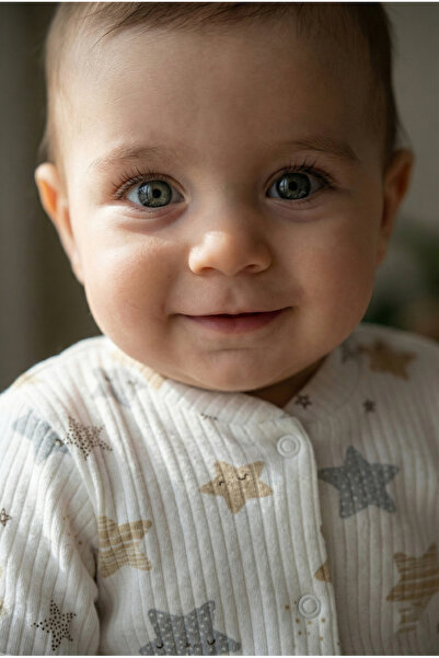 Noone Soft Cotton Star Pattern Snap-On Baby Romper - Unisex Sleep and Play Ju...