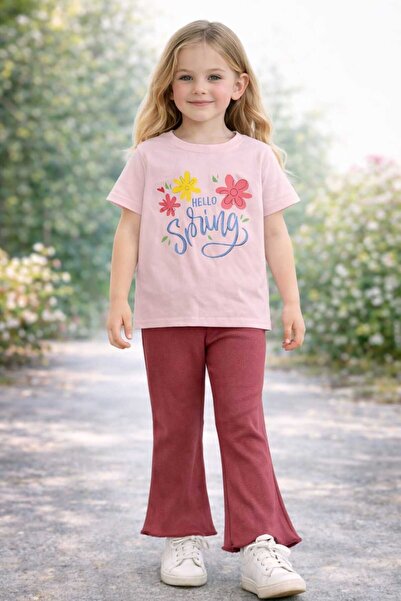 krm kerem bebe Set de vară pentru fete, 100% bumbac, cu model, tricou și pant...