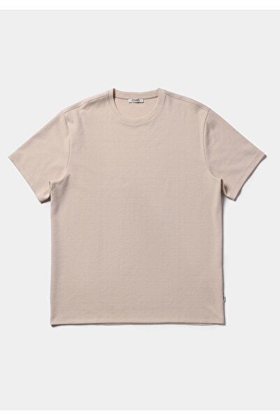 Colin's Comfort Fit Round Neck Plain Men's Beige Short Sleeve T-Shirt