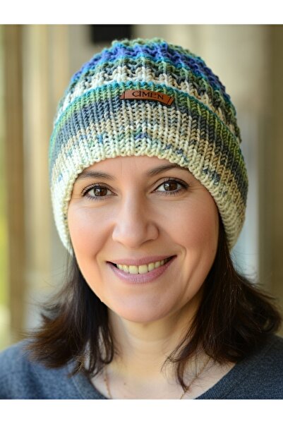 Çimen Butikk Hand Knitted Batik Mixed Color Unisex Beanie