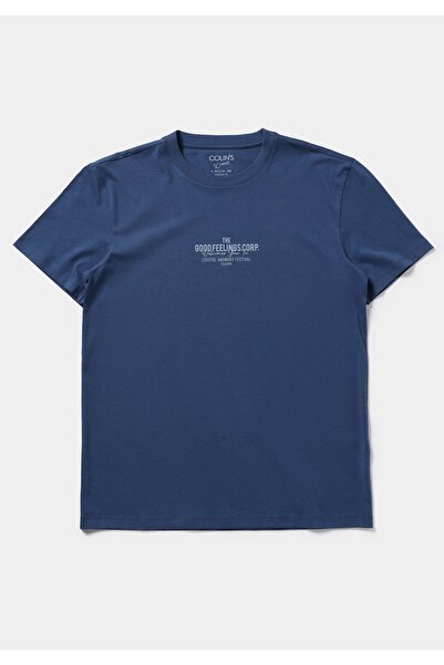 Colin's Regular Fit Round Neck Solid Men's Blue Short Sleeve T-Shirt