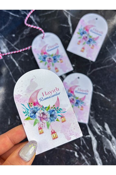 Hayal.kirtasiyesi ملصق رمضان مثقوب مقاس 5x7.7 سم، 20 قطعة من البطاقات المثقوب...