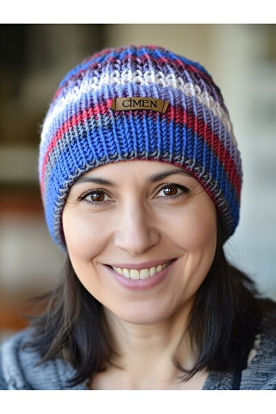 Çimen Butikk Hand Knitted Batik Mixed Color Unisex Beanie